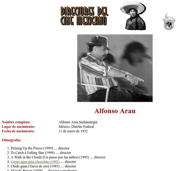 D Irectores Del Cine Mexicano: Alfonso Arau Handout