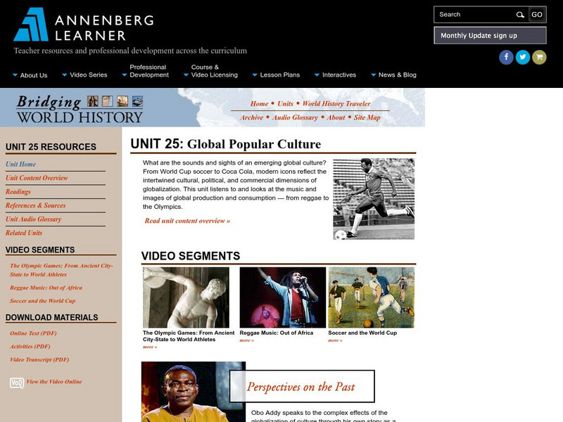 Annenberg Learner: Bridging World History: Global Popular Culture Lesson Plan Annenberg Learner: Bridging World History: Global Popular Culture Lesson Plan