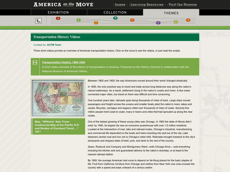 National Museum of American History: Transportation History Videos Activity National Museum of American History: Transportation History Videos Activity
