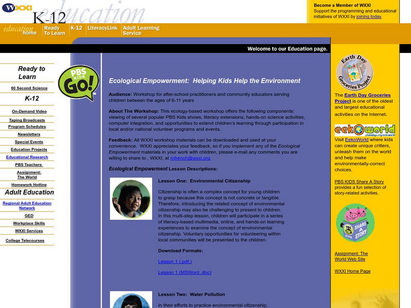 Pbs Teachers: Helping Kids Help the Environment Lesson Plan Pbs Teachers: Helping Kids Help the Environment Lesson Plan