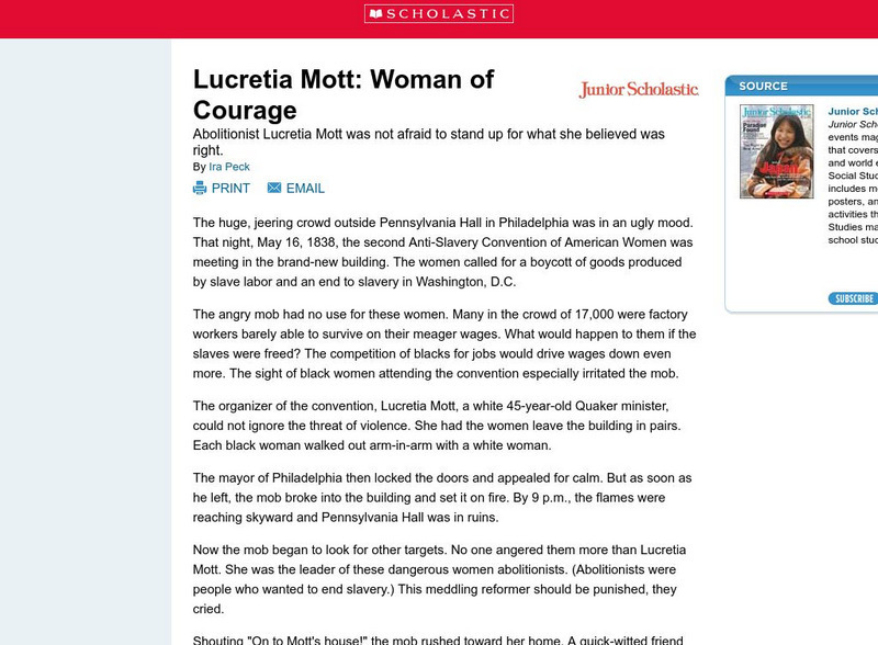 Scholastic: Lucretia Mott: Woman of Courage Handout Scholastic: Lucretia Mott: Woman of Courage Handout