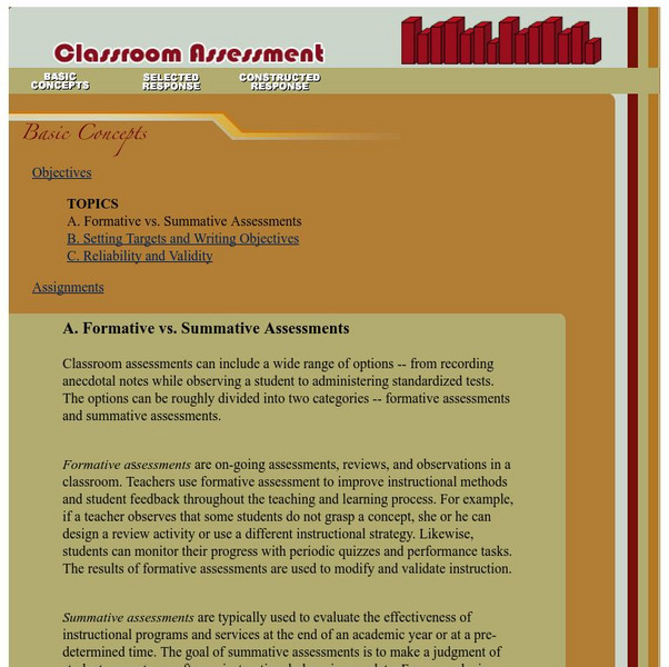 Florida Center for Instructional Technology: Classroom Assessment Handout