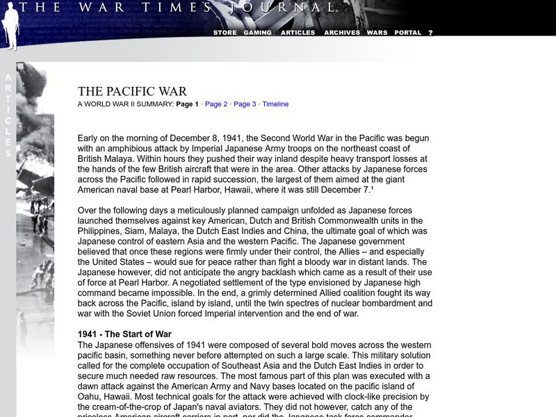 War Times Journal: The Pacific War: A World War Ii Summary Handout War Times Journal: The Pacific War: A World War Ii Summary Handout