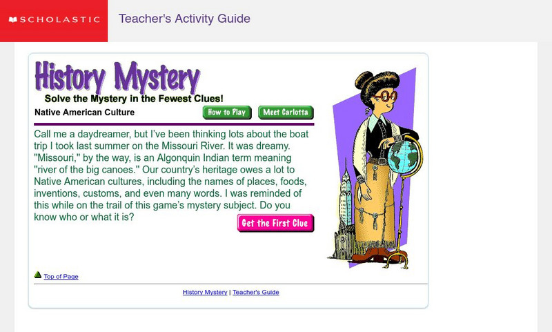 Scholastic History Mystery: Native American Culture: Sequoyah Unit Plan Scholastic History Mystery: Native American Culture: Sequoyah Unit Plan