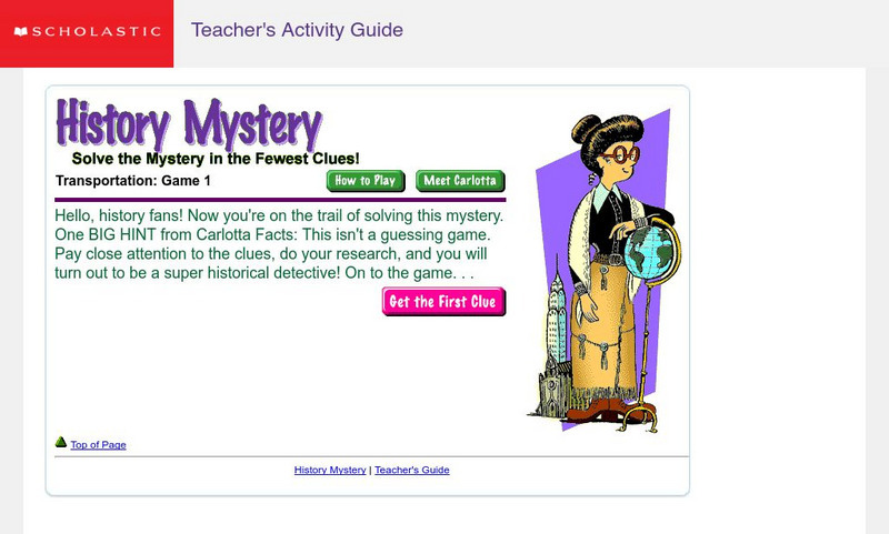 Scholastic History Mystery: Transportation 1: The Bicycle Unit Plan Scholastic History Mystery: Transportation 1: The Bicycle Unit Plan
