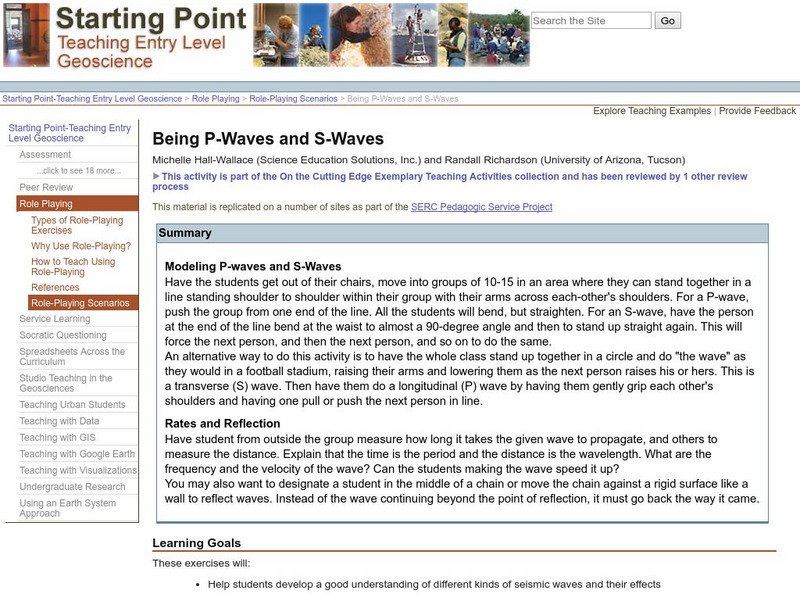 Serc: Being P Waves and S Waves Lesson Plan Serc: Being P Waves and S Waves Lesson Plan