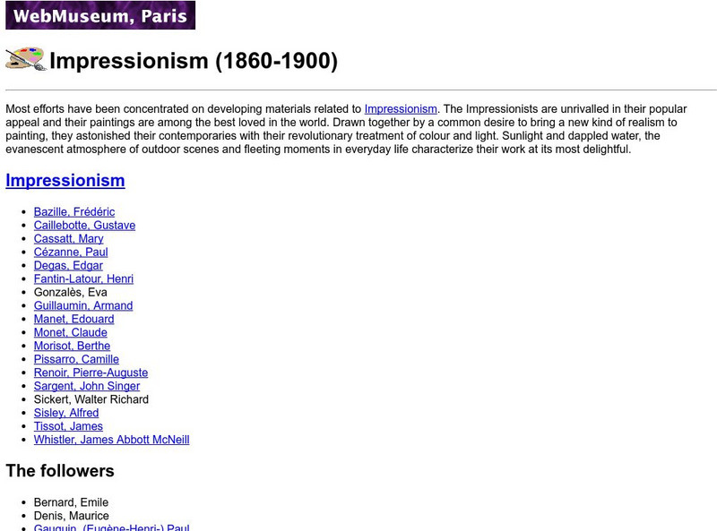Ibiblio: Web Museum: Impressionism Handout Ibiblio: Web Museum: Impressionism Handout