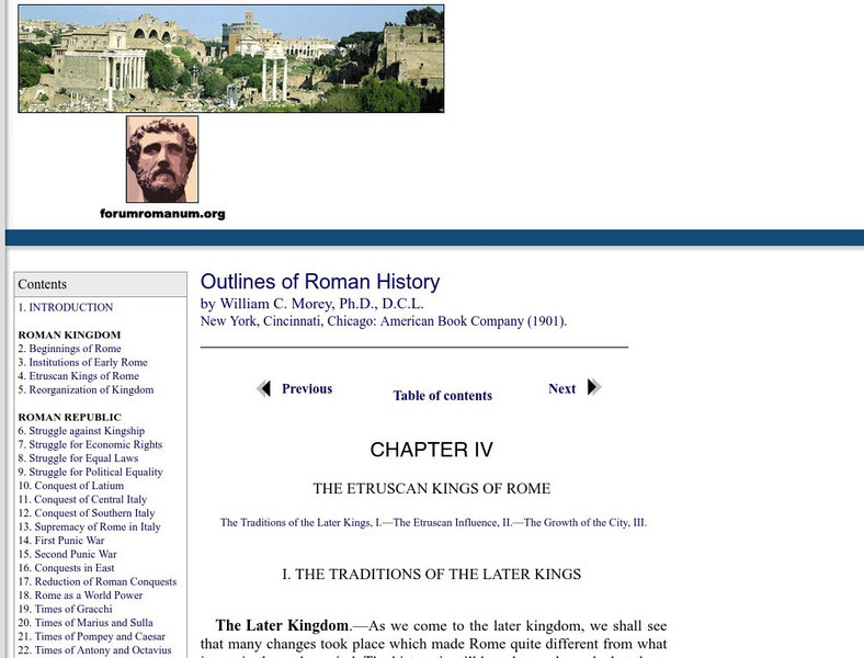 Outlines of Roman History: Etruscan Kings of Rome: Traditions of the Later Kings eBook