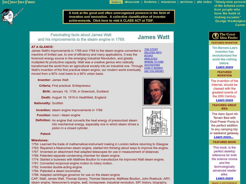Idea Finder: James Watt Article Idea Finder: James Watt Article