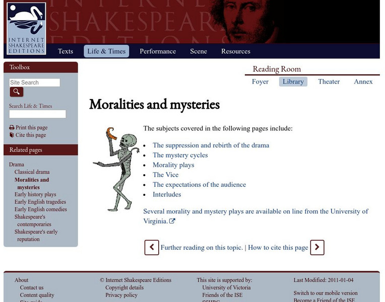 University of Victoria: Moralities and Mysteries Website University of Victoria: Moralities and Mysteries Website