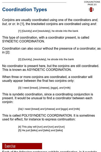 University College London: Conjunctions: Coordination Types Handout University College London: Conjunctions: Coordination Types Handout