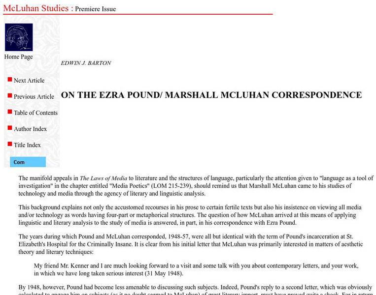 University of Toronto: On the Ezra Pound Website University of Toronto: On the Ezra Pound Website