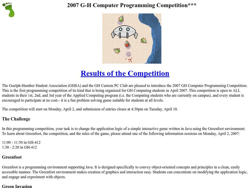 University of Guelph: 2007 G H Computer Programming Competition Website