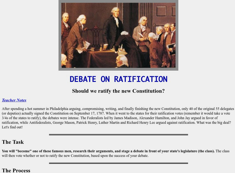 Score: Debate on Ratification Lesson Plan Score: Debate on Ratification Lesson Plan