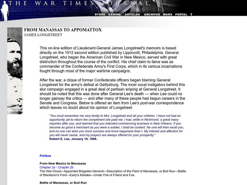 War Times Journal: From Manassas to Appomattox: Memoirs of James Longstreet Primary War Times Journal: From Manassas to Appomattox: Memoirs of James Longstreet Primary