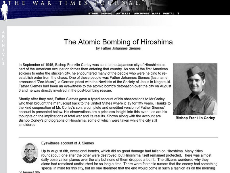 War Times Journal: The Atomic Bombing of Hiroshima Primary War Times Journal: The Atomic Bombing of Hiroshima Primary