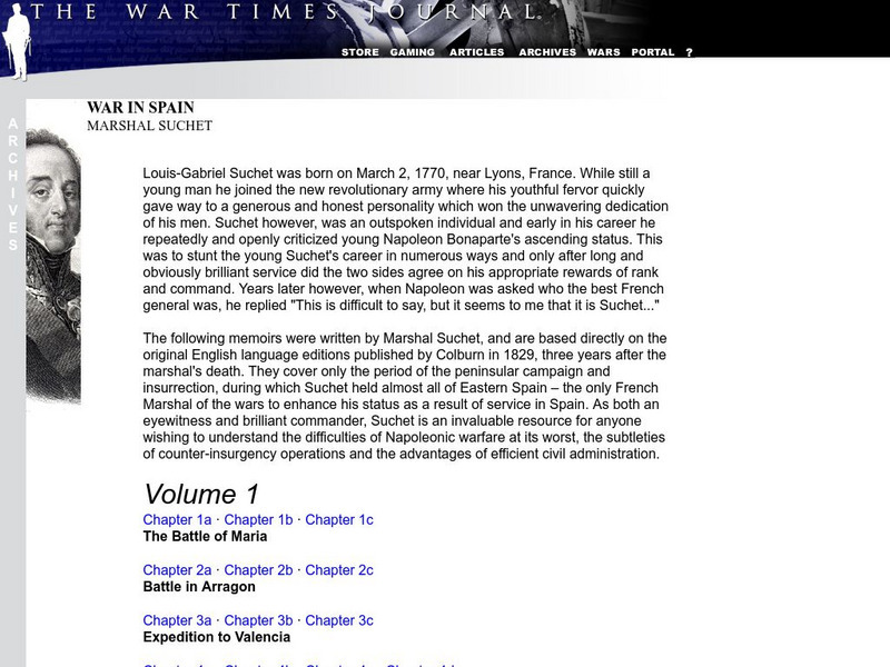 War Times Journal: War in Spain: Marshal Suchet Primary War Times Journal: War in Spain: Marshal Suchet Primary