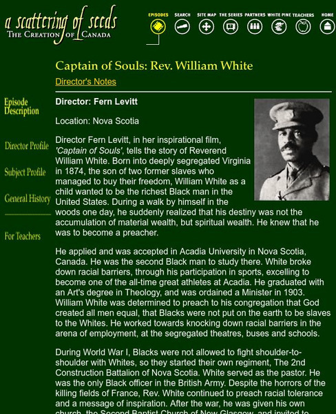 White Pine Pictures: Captain of Souls: Rev. William White Handout White Pine Pictures: Captain of Souls: Rev. William White Handout