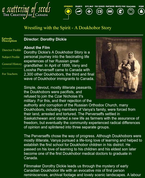 White Pine Pictures: Wrestling With the Spirit: A Doukhobor Story Handout White Pine Pictures: Wrestling With the Spirit: A Doukhobor Story Handout