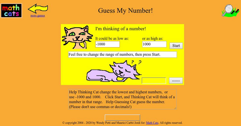 Math Cats: Guess My Number Interactive Math Cats: Guess My Number Interactive
