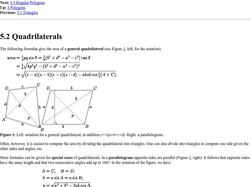 University of Illinois Urbana Champaign: The Geometry Center: Area of Quadrilaterals Unit Plan University of Illinois Urbana Champaign: The Geometry Center: Area of Quadrilaterals Unit Plan