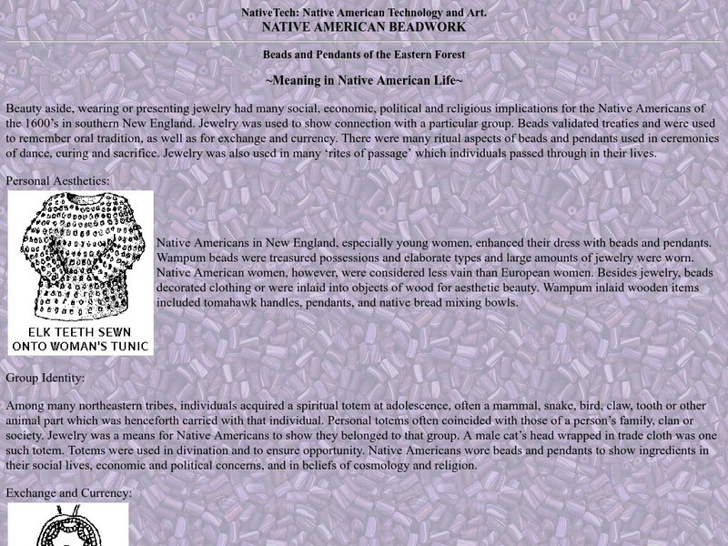 Native Tech: Native American Beadwork: Meaning in Native American Life Website Native Tech: Native American Beadwork: Meaning in Native American Life Website