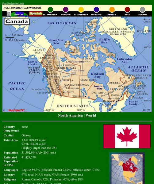 Holt, Rinehart and Winston: World Atlas: Canada Graphic Holt, Rinehart and Winston: World Atlas: Canada Graphic