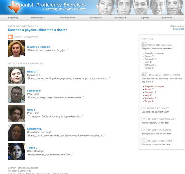 University of Texas: Describing Illness to a Doctor Audio University of Texas: Describing Illness to a Doctor Audio