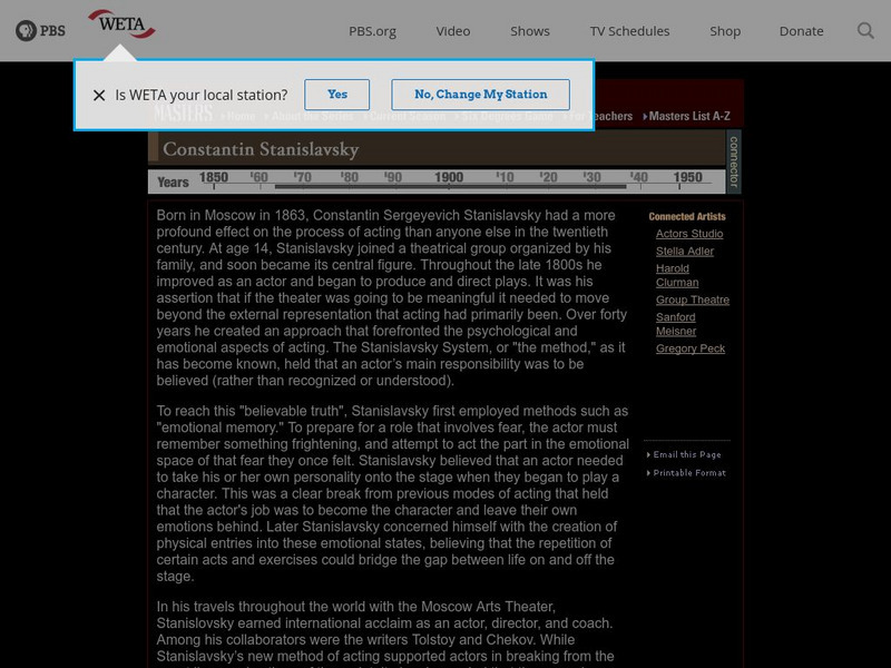Pbs American Masters: Constantin Stanislavsky Handout