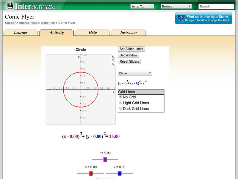 Shodor Interactivate: Conic Flyer Activity Shodor Interactivate: Conic Flyer Activity
