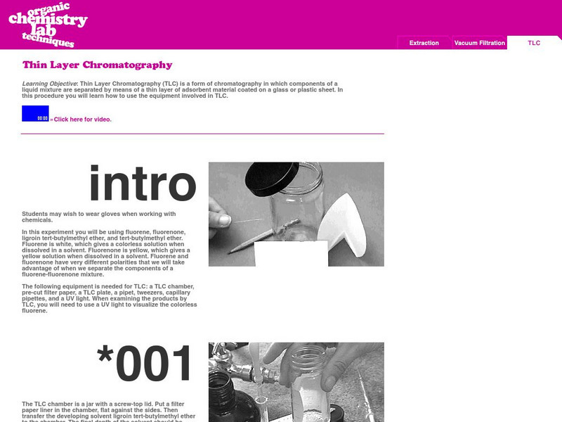 Yale University: Organic Chemistry Lab Techniques: Thin Layer Chromatography Instructional Video Yale University: Organic Chemistry Lab Techniques: Thin Layer Chromatography Instructional Video