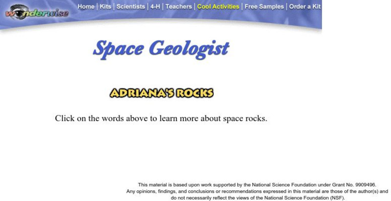 Space Geologist: Adriana's Rocks Interactive Space Geologist: Adriana's Rocks Interactive