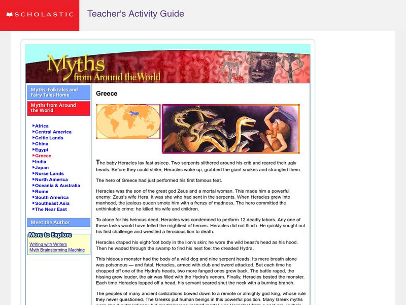 Scholastic: Myths From Around the World: Greece Website Scholastic: Myths From Around the World: Greece Website