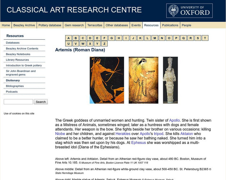 Beazley Archive: Artemis Website