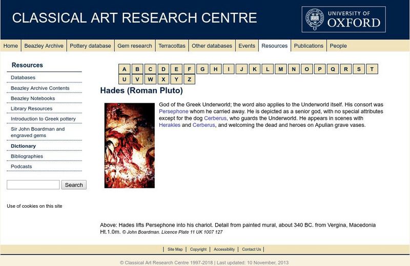 Beazley Archive: Hades Website