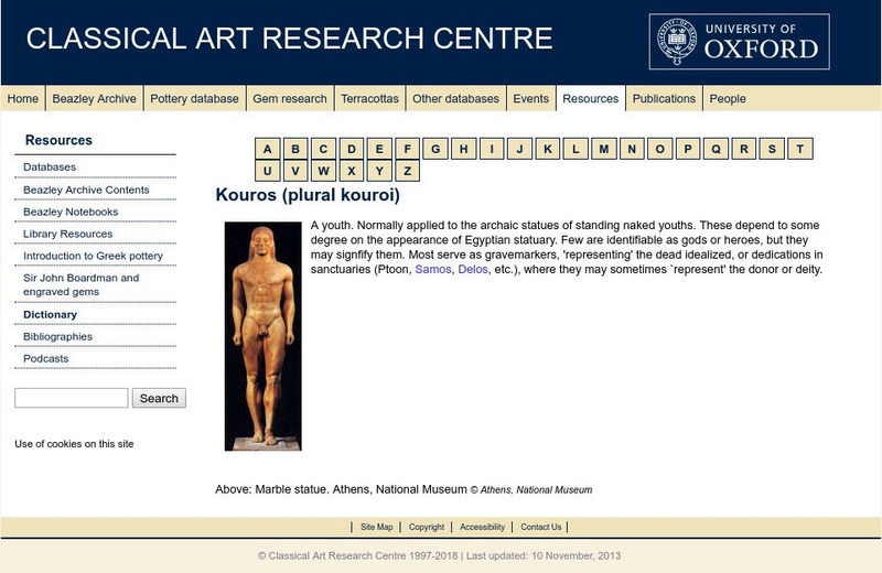 Beazley Archive: Kouros Handout Beazley Archive: Kouros Handout