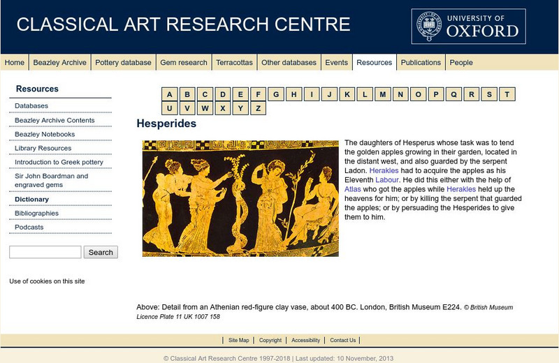 Beazley Archive: Hesperides Activity