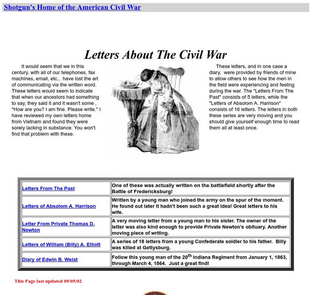 Home of the American Civil War: Letters About the Civil War Website