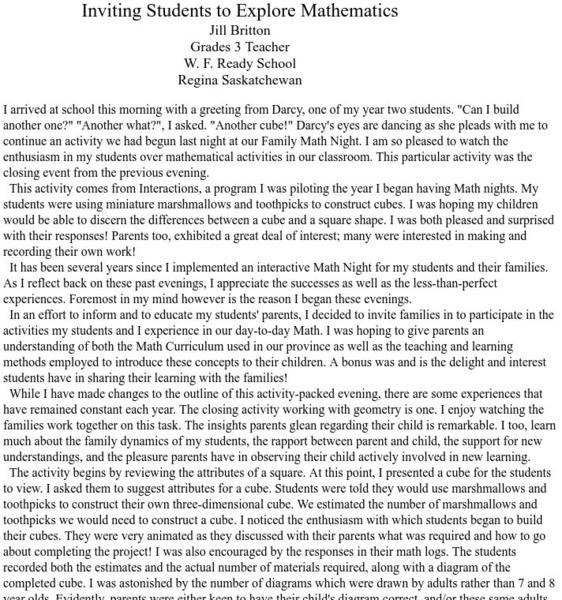 University of Regina: Math Central: Three Dimensional Cube Activity Professional Doc University of Regina: Math Central: Three Dimensional Cube Activity Professional Doc
