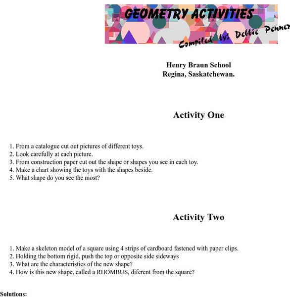 University of Regina: Math Central: Geometry Activities Activity University of Regina: Math Central: Geometry Activities Activity