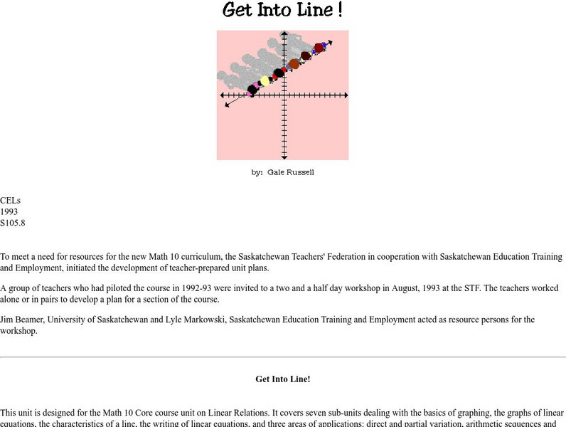 University of Regina: Math Central: Arithmetic Sequence and Series Lesson Plan