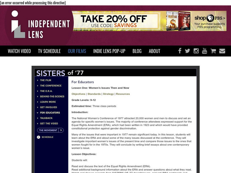 Pbs: Sisters of '77: Women's Issues Then and Now (Lesson Plans) Lesson Plan Pbs: Sisters of '77: Women's Issues Then and Now (Lesson Plans) Lesson Plan