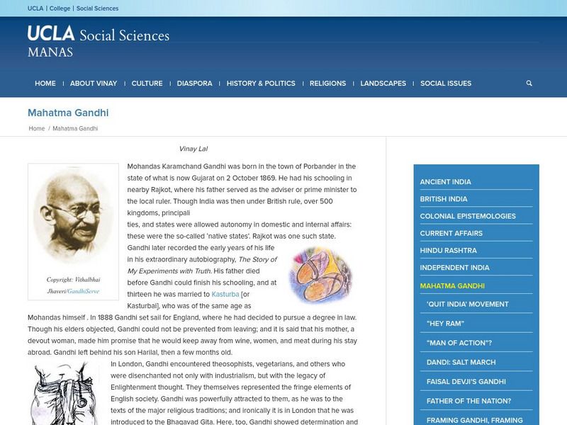 Ucla: Manas: Mahatma Gandhi Website Ucla: Manas: Mahatma Gandhi Website