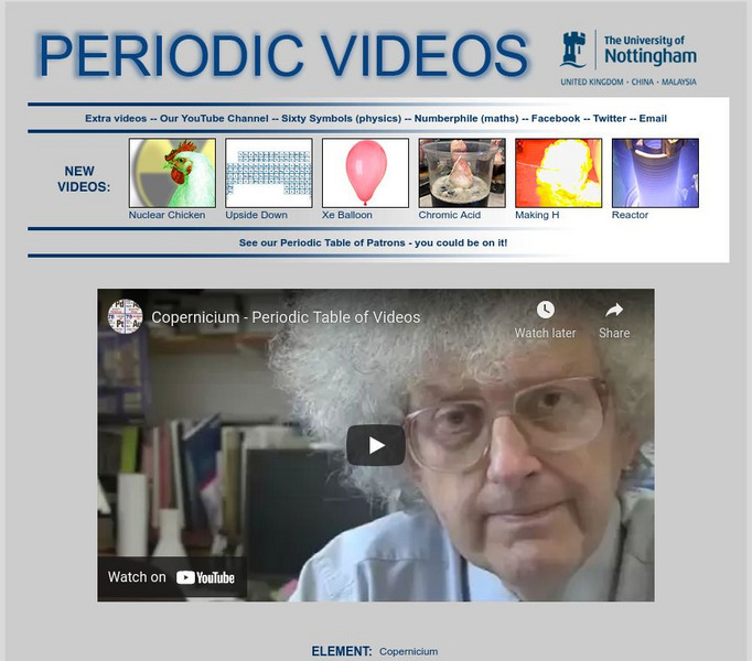 University of Nottingham: Periodic Table of Videos: Copernicium Instructional Video