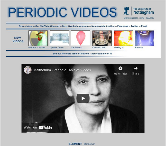 University of Nottingham: Periodic Table of Videos: Meitnerium Instructional Video
