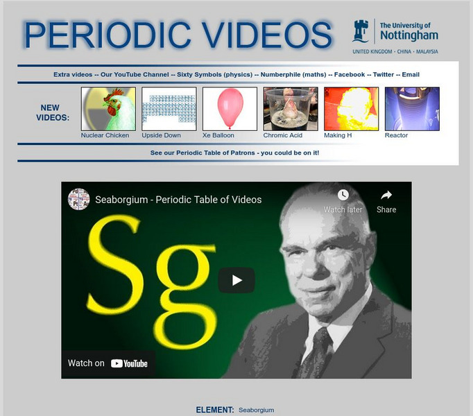 University of Nottingham: Periodic Table of Videos: Seaborgium Instructional Video