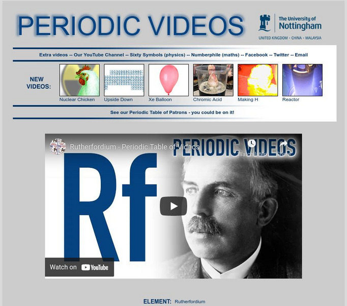 University of Nottingham: Periodic Table of Videos: Rutherfordium Instructional Video