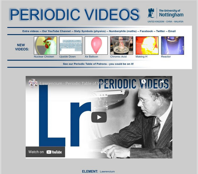 University of Nottingham: Periodic Table of Videos: Lawrencium Instructional Video
