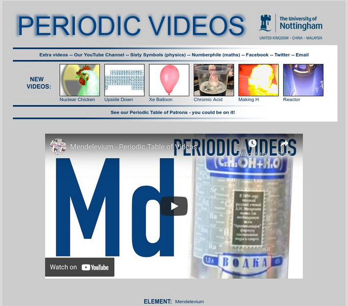 University of Nottingham: Periodic Table of Videos: Mendelevium Instructional Video University of Nottingham: Periodic Table of Videos: Mendelevium Instructional Video