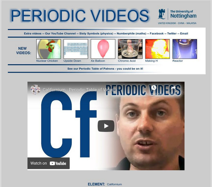 University of Nottingham: Periodic Table of Videos: Californium Instructional Video